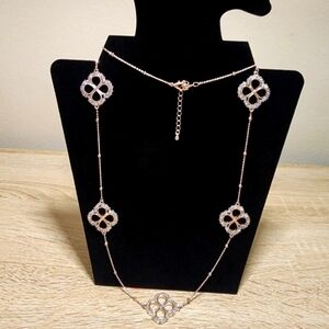 Gold Clover Crystal Bead Necklace